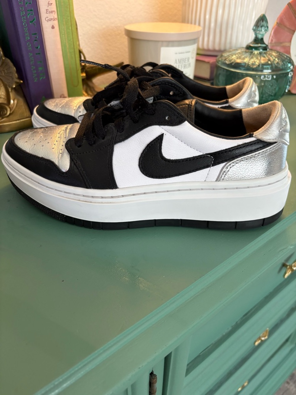 Nike Women’s Platform Sneakers — Black, White & Silver